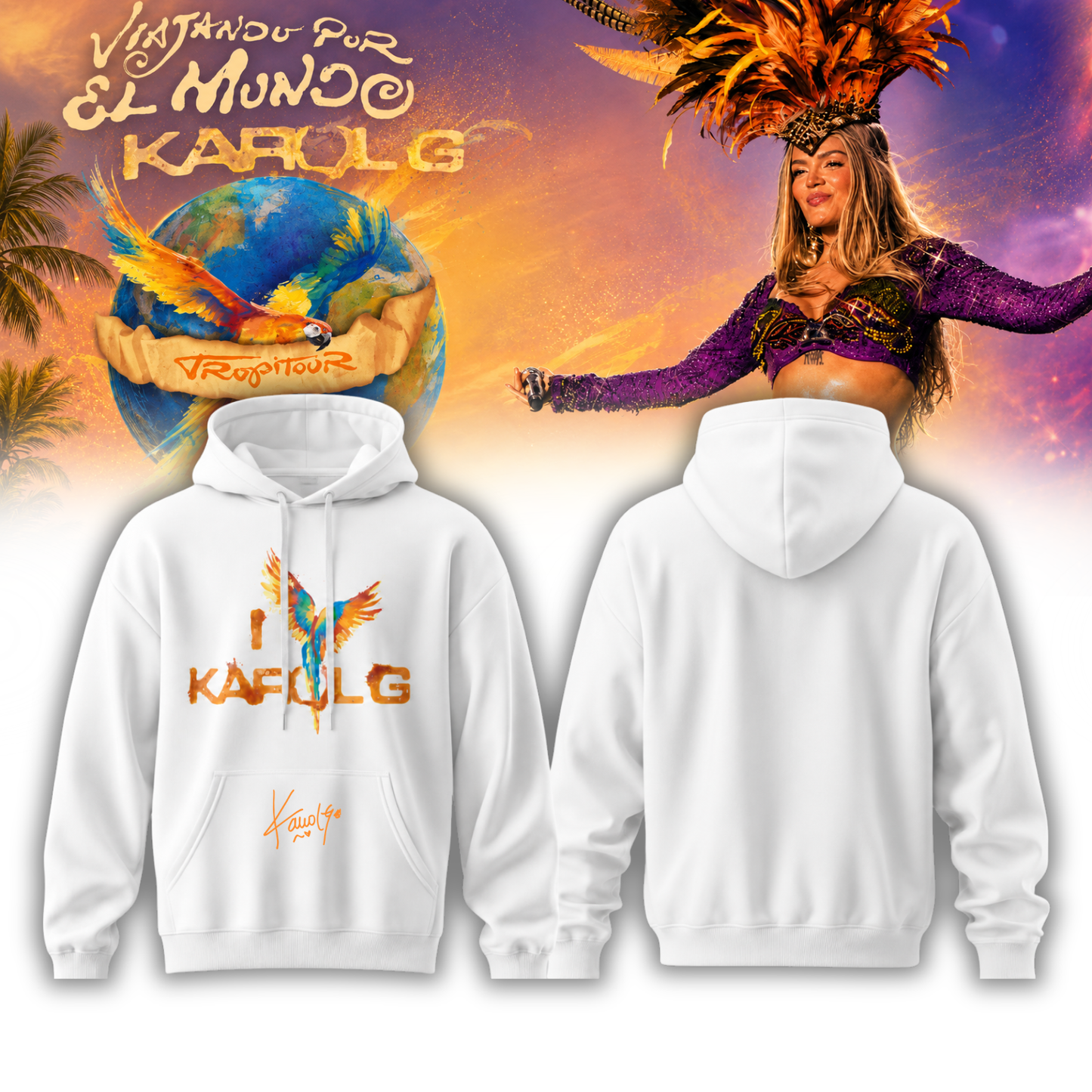 Karol G " Viajando por el Mundo Tropitour " Signature Limited Edition Hoodie | RG47
