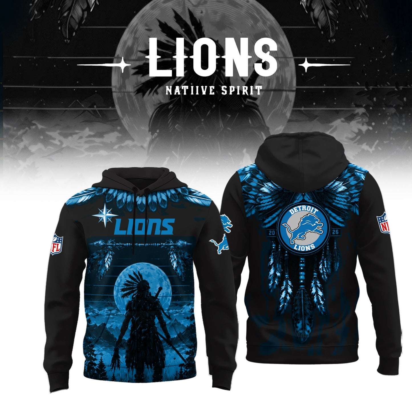 Limited Editon Detroit Lions Native Spirit Heritage 2026 Hoodie