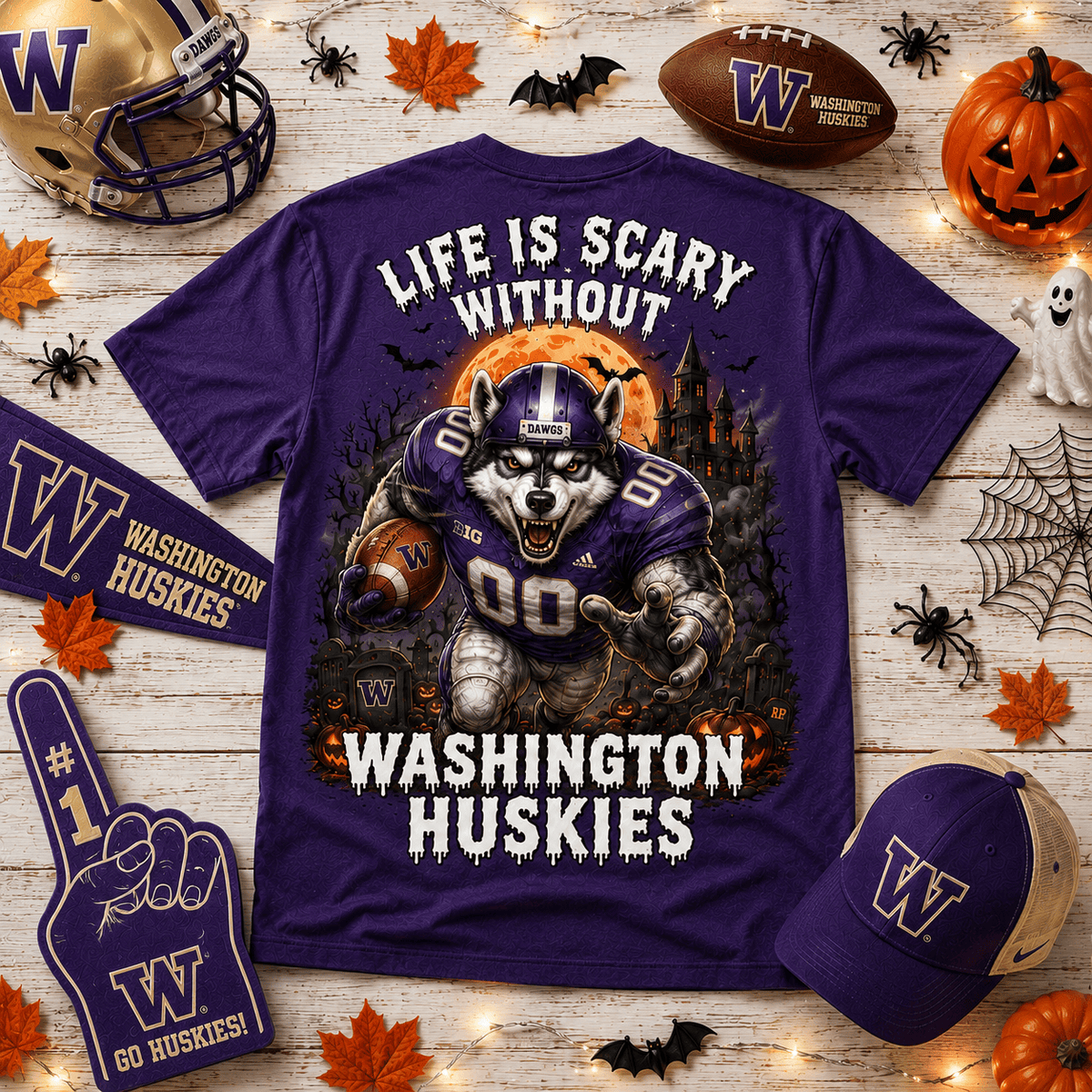 Washington Huskies | Premium NCAA Halloween 3D Shirt NY
