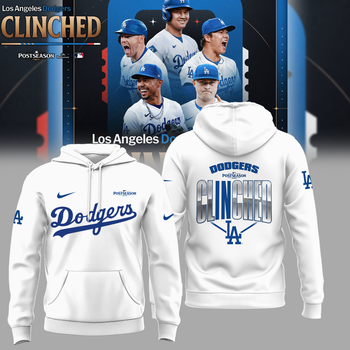 Limited Edition Los Angeles Dodgers Clinched Postseason 2026 Hoodie | RL31
