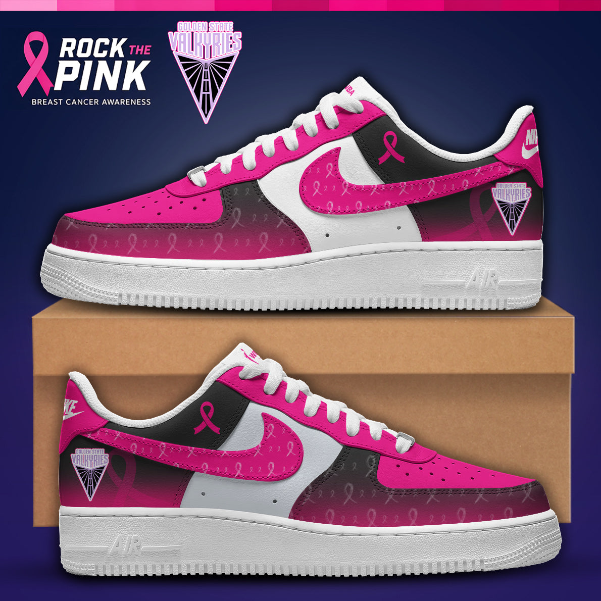 Valkyries WNBA x ROCK THE PINK Edition Nike Air Force 1 Low Custom For Fans