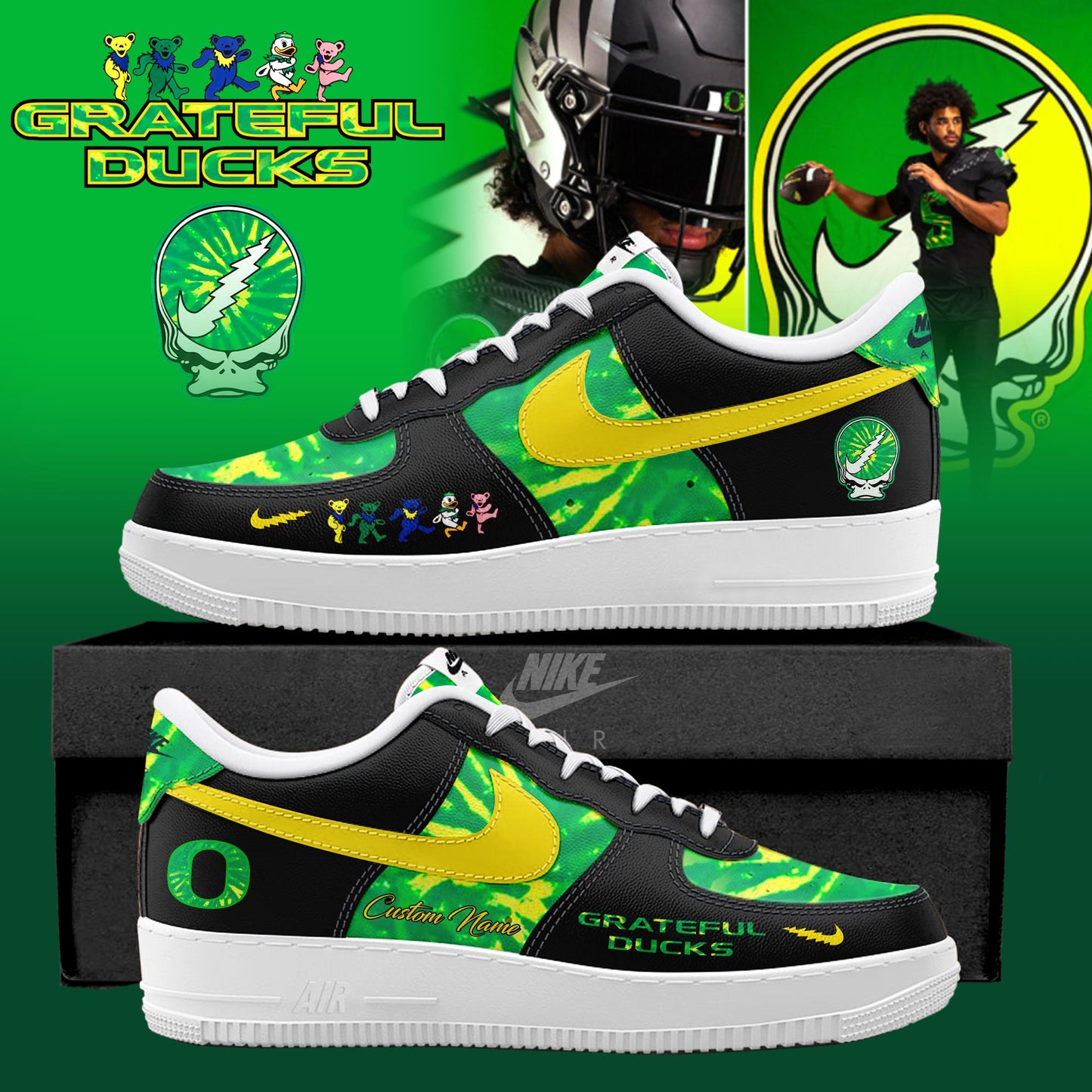 Oregon Ducks x Grateful Dead Special Edition AF1 Sneakers