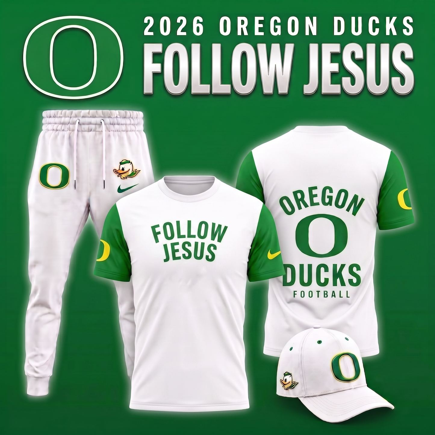 2026 Oregon Ducks Football Tshirt - Follow Jesus Limited Edition T-Shirt | CH76