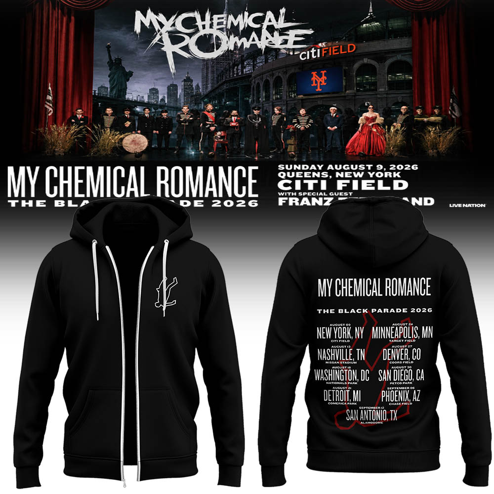 Limited Edition MCR Long Live The Black Parade Tour US 2026 Zip Hoodie | LH81