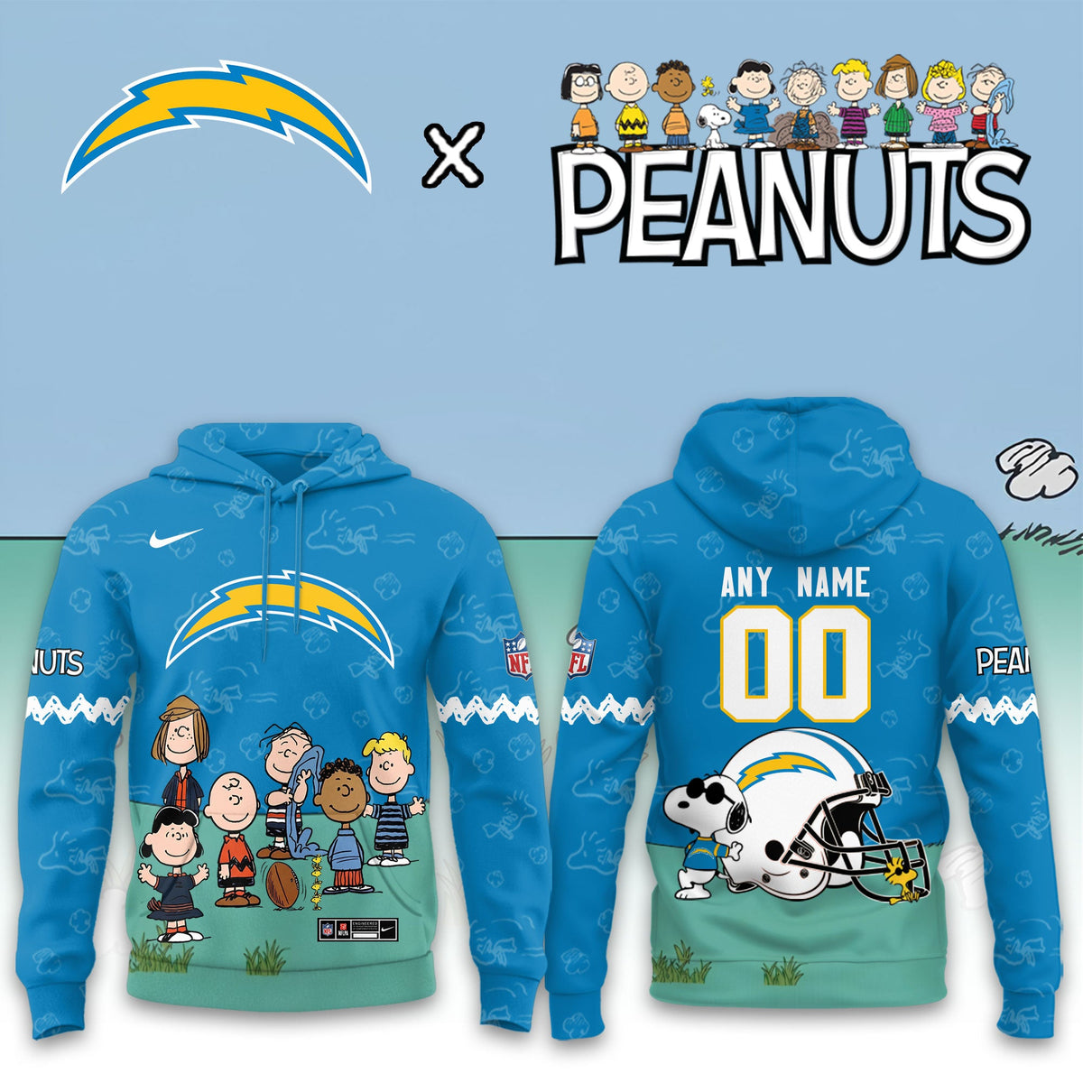 Los Angeles Chargers x Peanuts Snoopy 2026 Special Edition Custom Hoodie