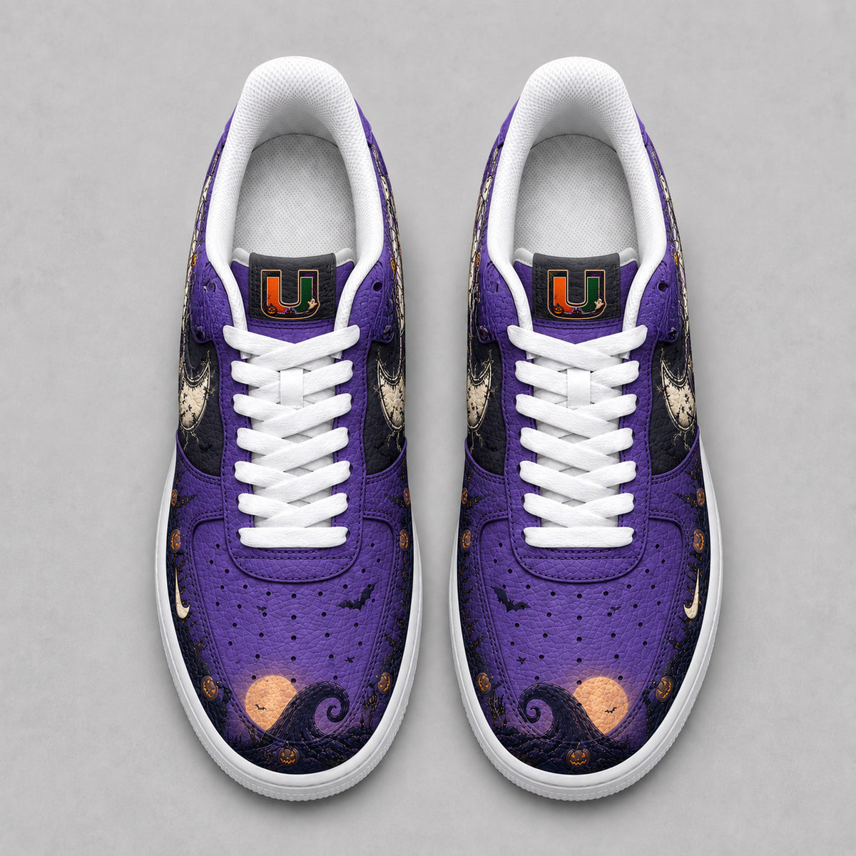 Miami Hurricanes | Premium NCAA Haunted Moon Halloween Custom Low Top Sneakers