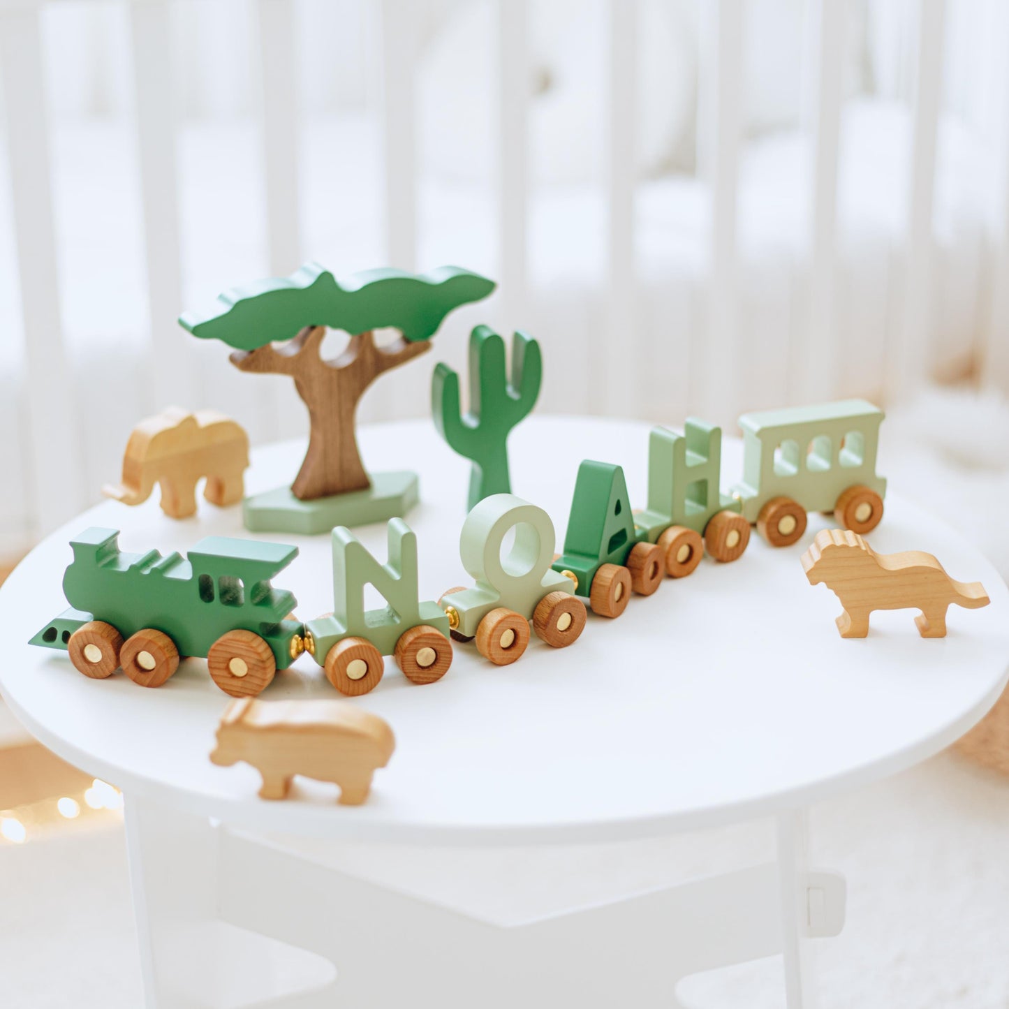 Custom Train Toy with Name. Baby Boy Gift. Toddler Toy. Safari Theme Nursery Decor. Baby Shower Gift. Birthday Boy Gift 1 2 3 Year Old.