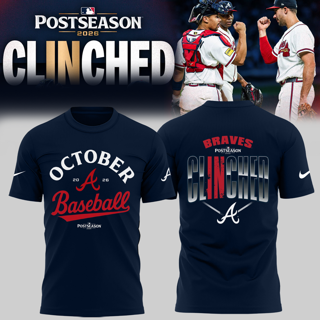 Atlanta Braves - Limited Edition Postseason 2026 Clinched T-shirt | RN89