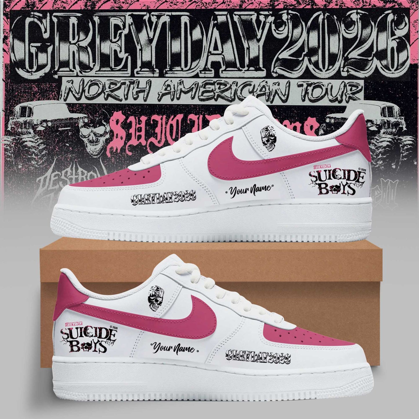 SuicideBoyS Greyday Tour 2026 Merch - North American Tour AF1 Shoes | QN84