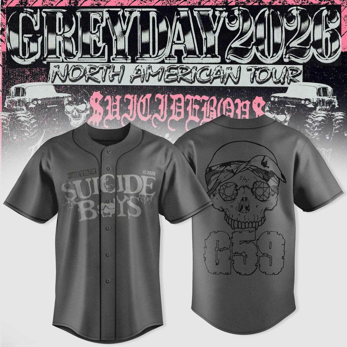 SuicideBoyS Greyday Tour 2026 Merch - North American Tour Jersey | XK93