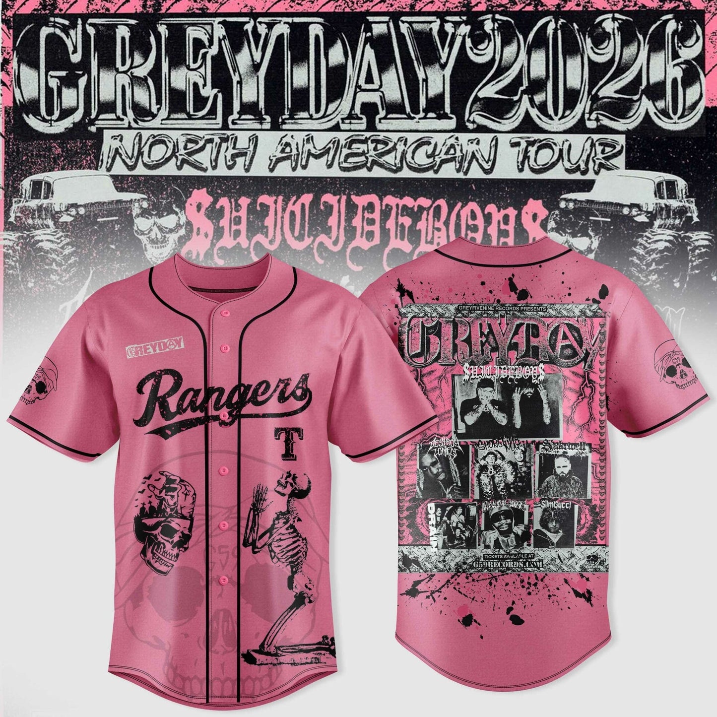 Texas Rangers x $uicideboy$ Greyday 2026 - North American Tour Jersey | JX51