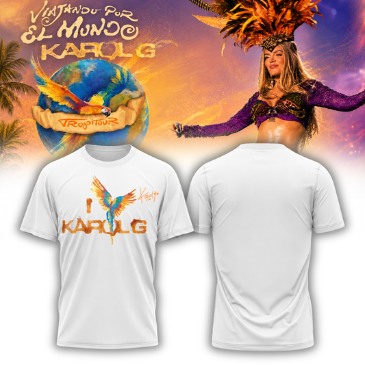 Karol G " Viajando por el Mundo Tropitour " Signature Limited Edition Tshirt | TE78