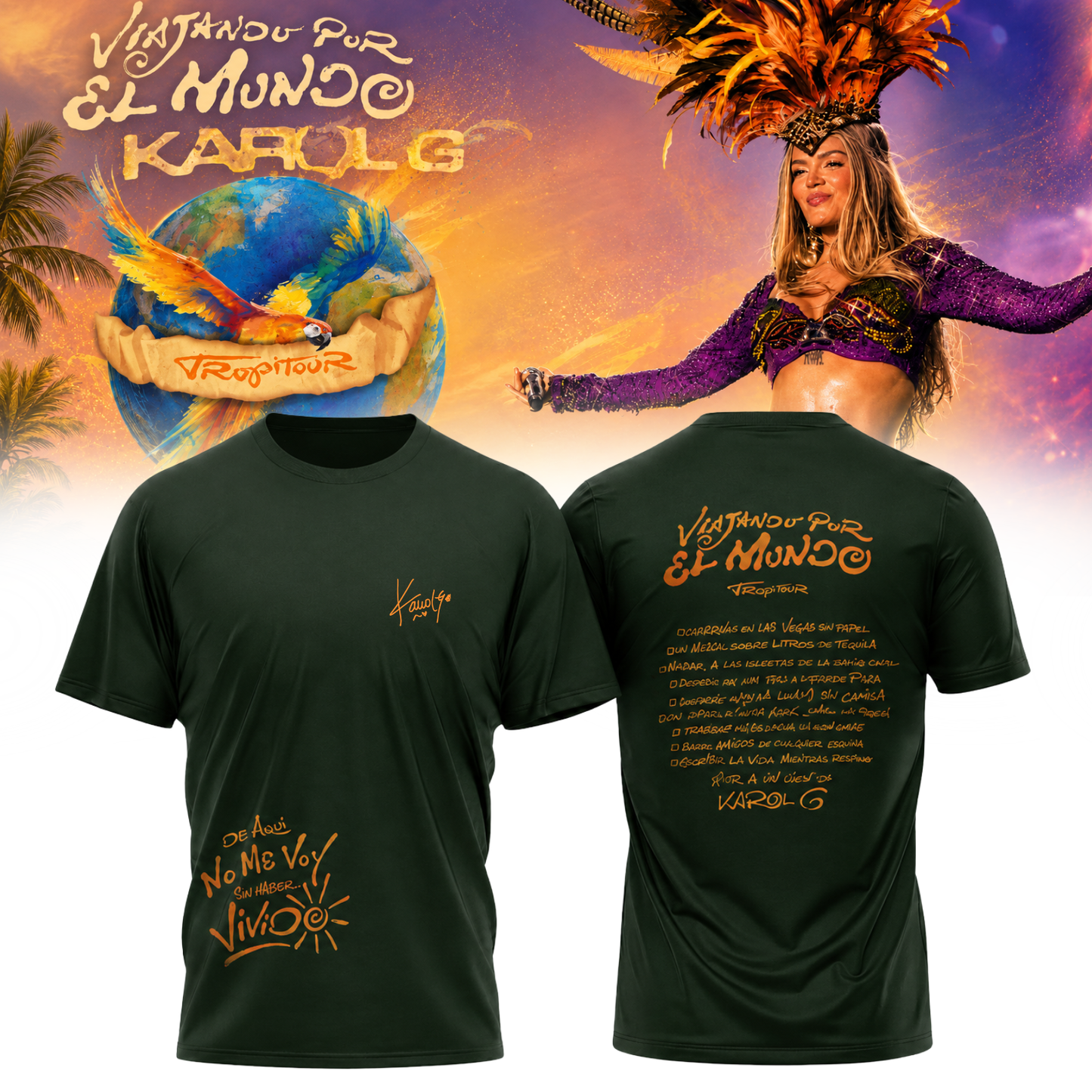 Karol G " Viajando por el Mundo Tropitour " Signature Limited Edition Tshirt | VT21