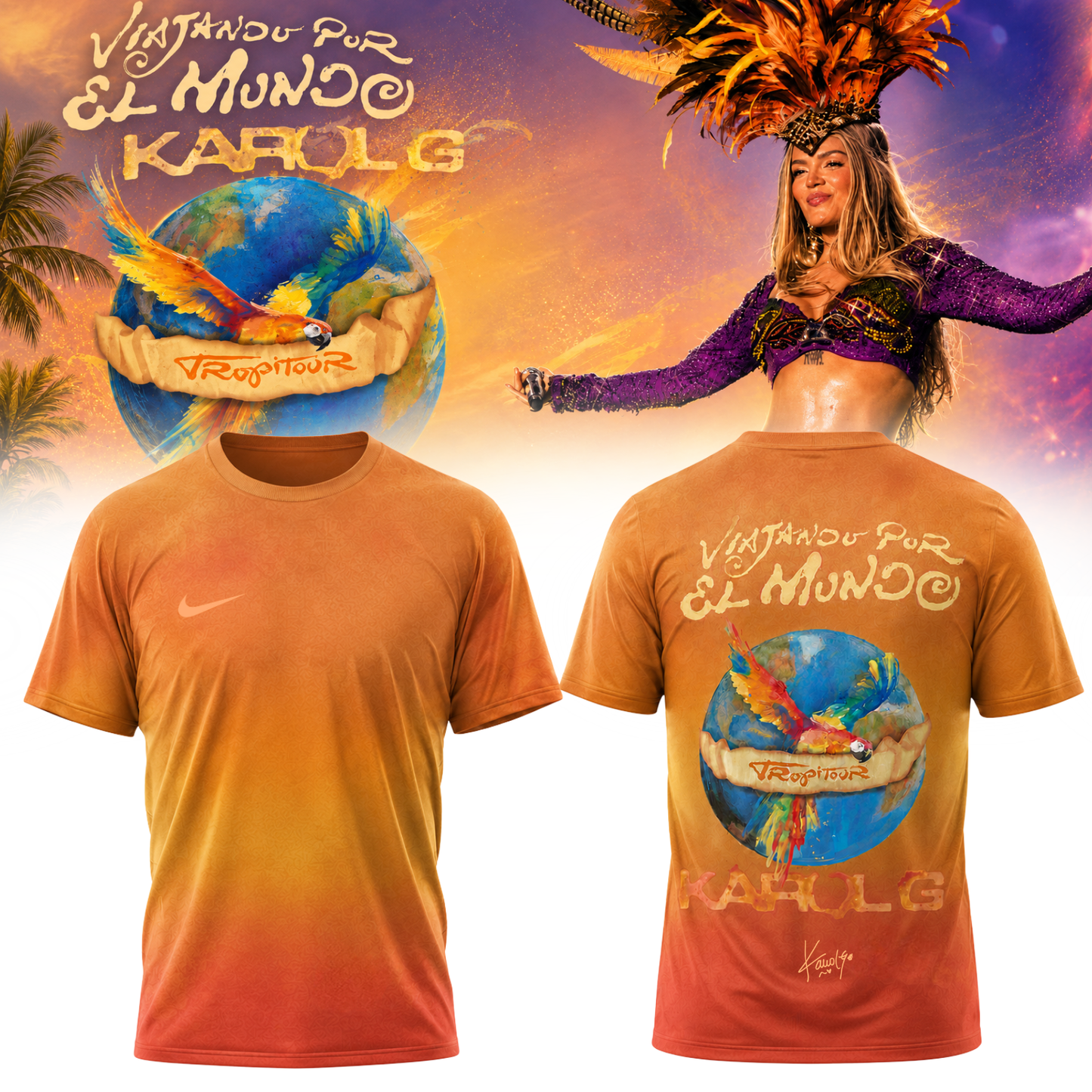 Karol G " Viajando por el Mundo Tropitour " Signature Limited Edition Tshirt | WH31