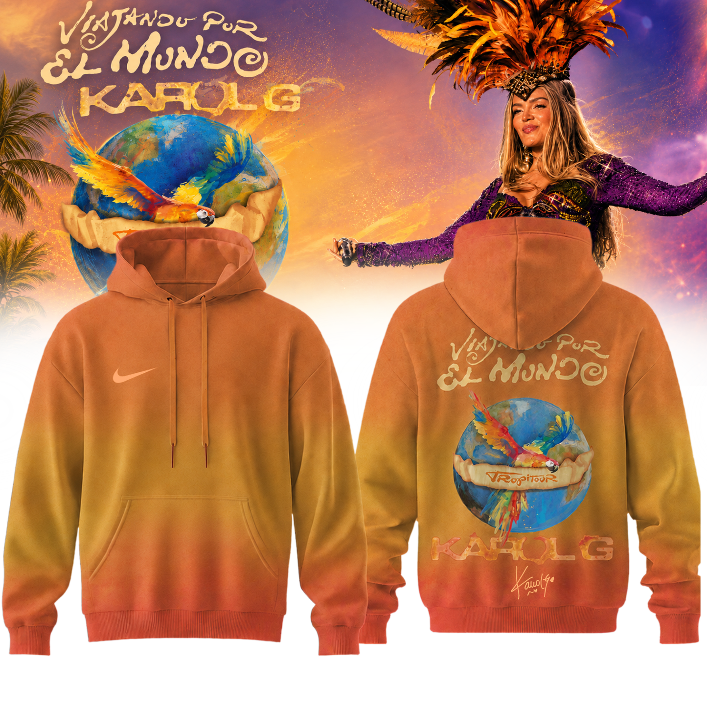 Karol G " Viajando por el Mundo Tropitour " Signature Limited Edition Hoodie | WC27