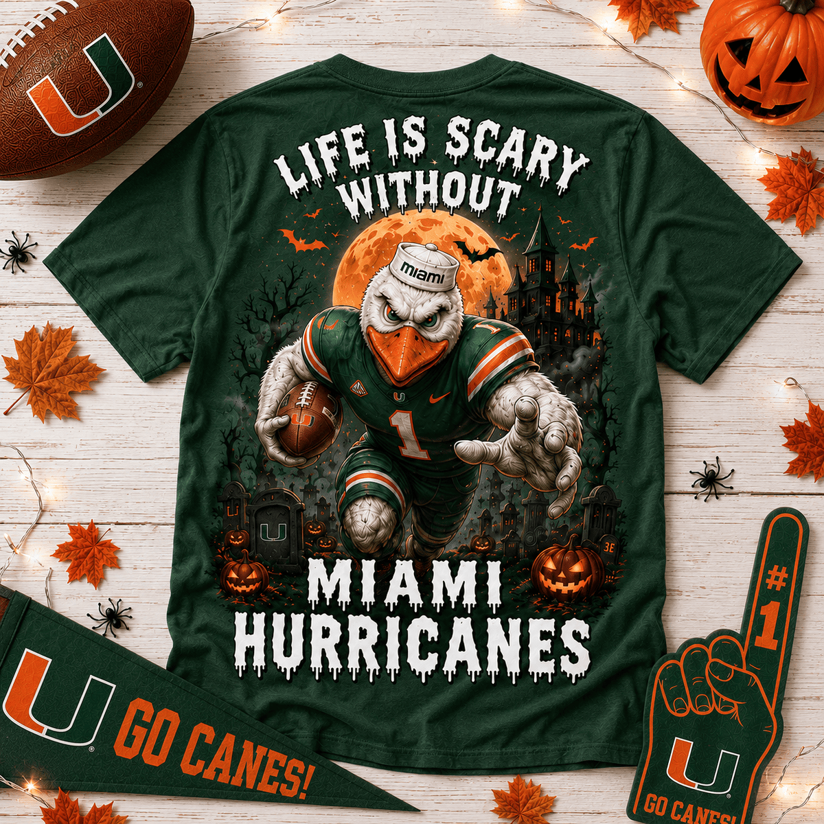 Miami Hurricanes | Premium NCAA Halloween 3D Shirt NY