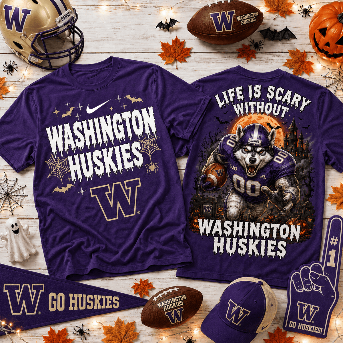 Washington Huskies | Premium NCAA Halloween 3D Shirt NY
