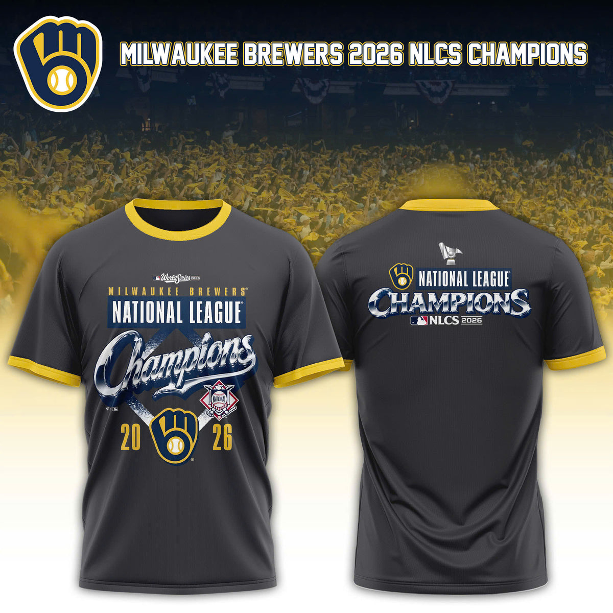 Milwaukee Brewers 2026 National League Champions Tshirt Limited Edition Gray