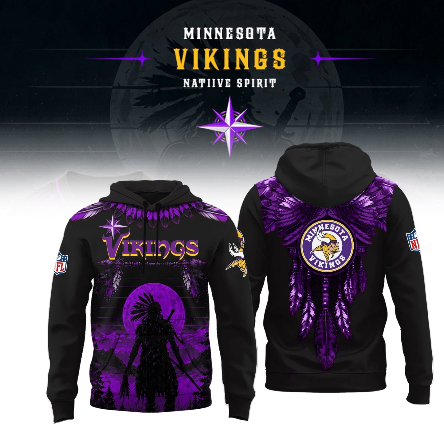 Limited Editon Minnesota Vikings Native Spirit Heritage 2026 Hoodie