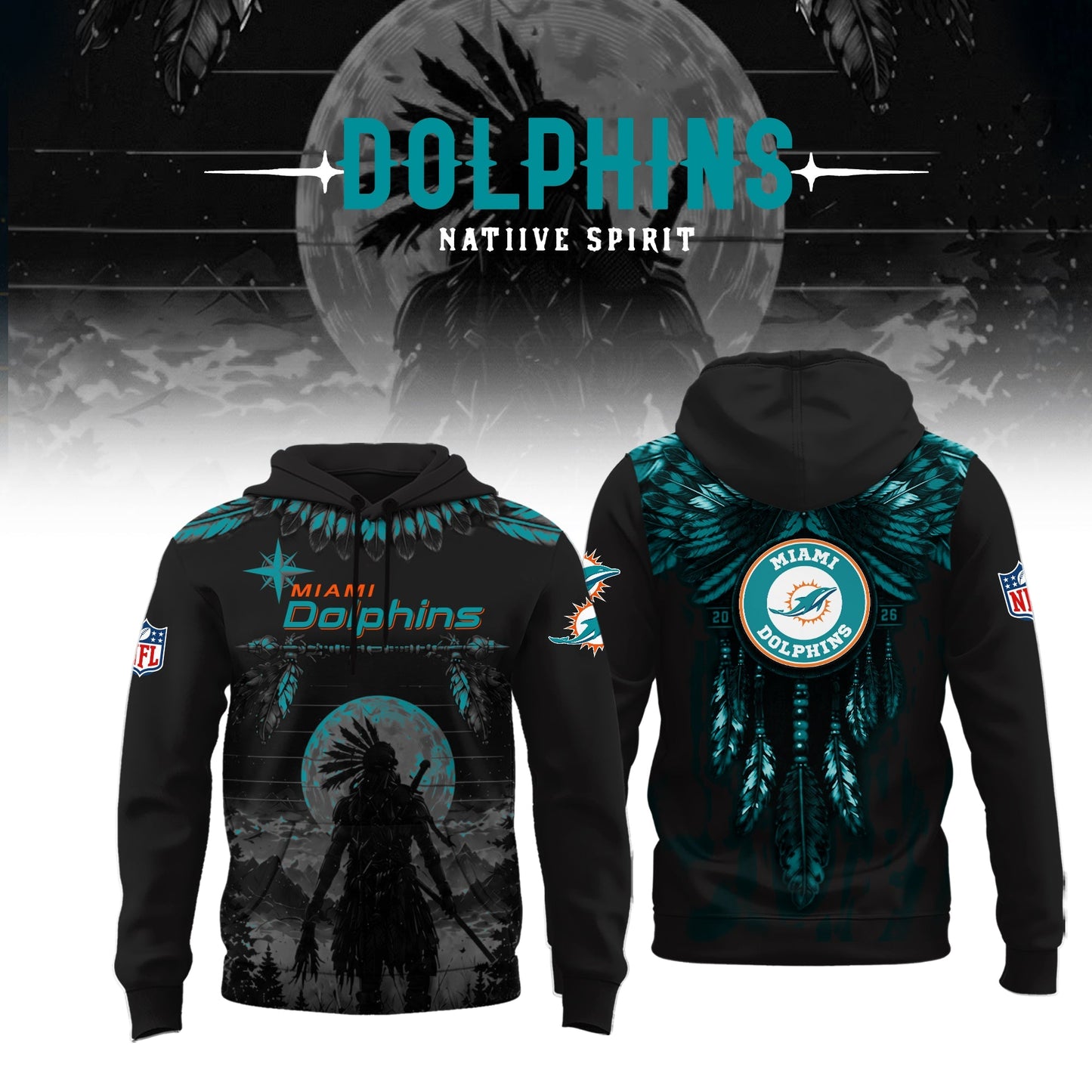 Limited Editon Miami Dolphins Native Spirit Heritage 2026 Hoodie