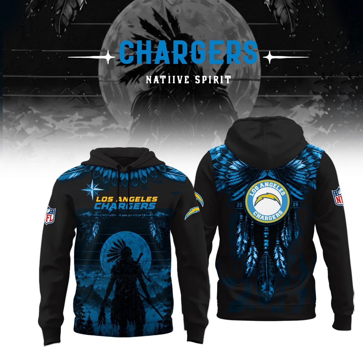 Limited Editon Los Angeles Chargers Native Spirit Heritage 2026 Hoodie