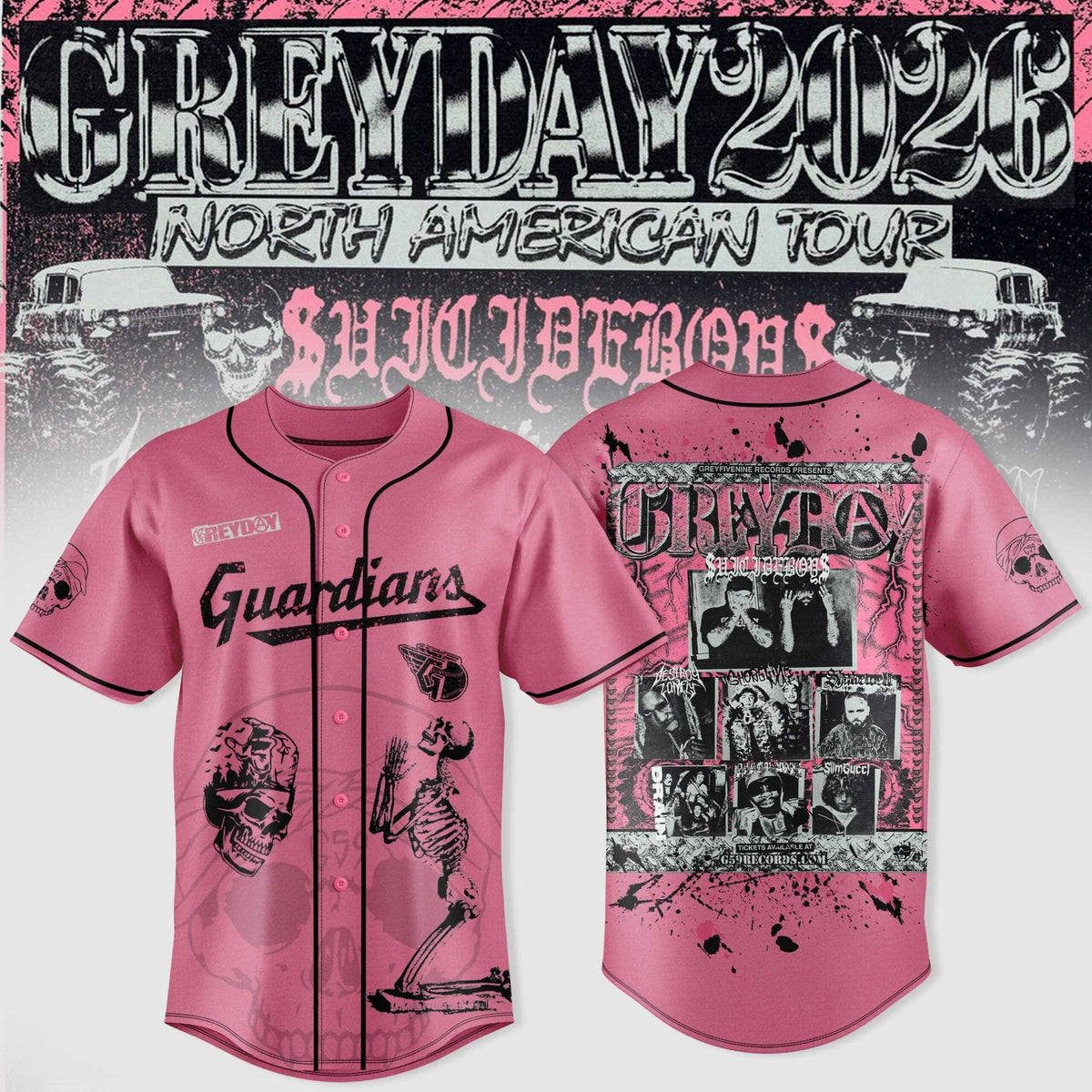 Cleveland Guardians x $uicideboy$ Greyday 2026 - North American Tour Jersey | NM44