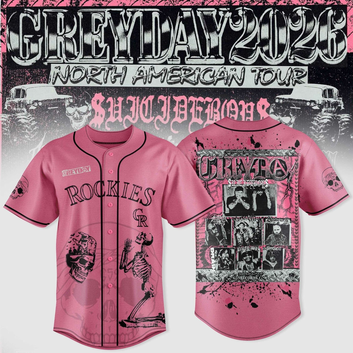 Colorado Rockies x $uicideboy$ Greyday 2026 - North American Tour Jersey | QA28