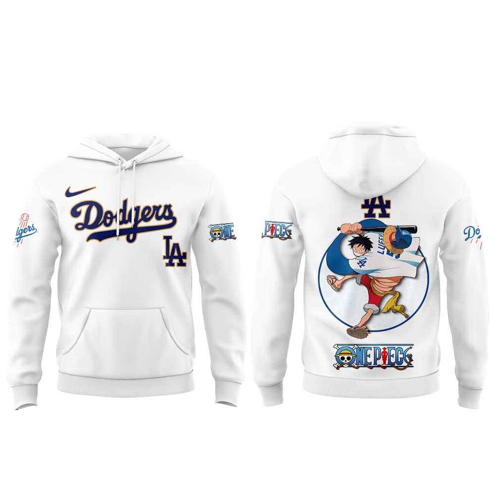 LA Dodgers Straw Hats ONE PIECE Night Limited Hoodie White