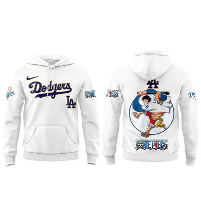 LA Dodgers Straw Hats ONE PIECE Night Limited Hoodie White