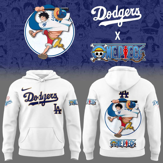 LA Dodgers Straw Hats ONE PIECE Night Limited Hoodie White