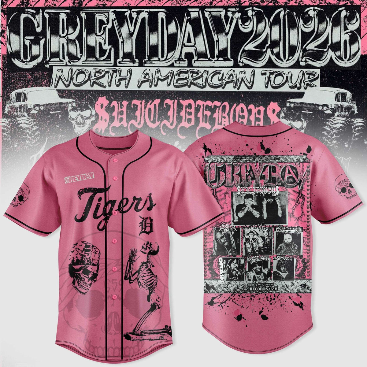 Detroit Tigers x $uicideboy$ Greyday 2026 - North American Tour Jersey | TG51