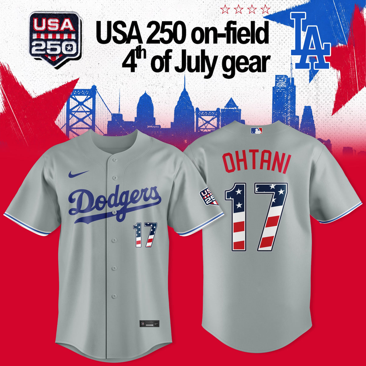 LOS ANGELES DODGERS OHTANI x USA 250 ON-FIELD – 4TH OF JULY JERSEY COLLECTION
