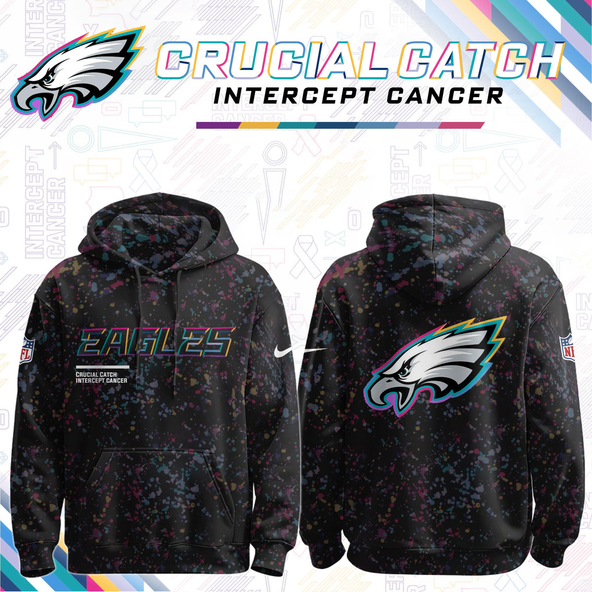 Men's Black Philadelphia Eagles 2026 Crucial Catch Sideline Standard Issue Dri-FIT Pullover Hoodie