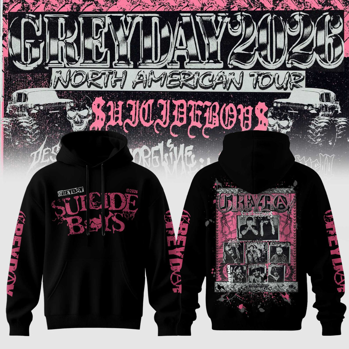 $uicideboy$ Greyday 2026 - North American Tour Hoodie | FL84