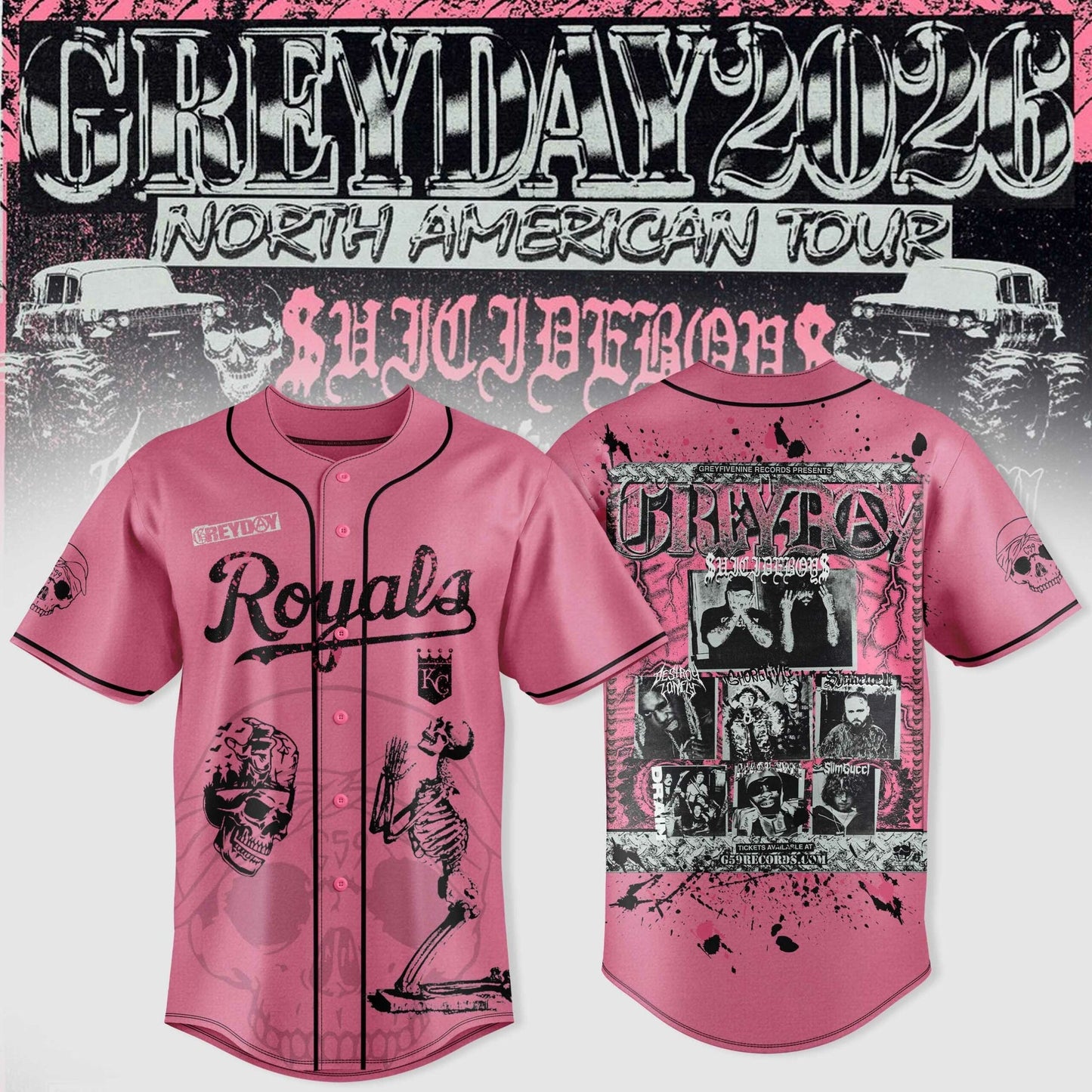 Kansas City Royals x $uicideboy$ Greyday 2026 - North American Tour Jersey | KV19