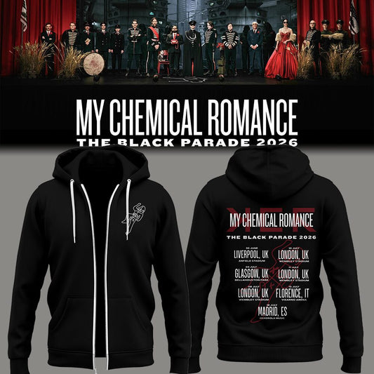Limited Edition MCR Long Live The Black Parade Tour 2026 Zip Hoodie | YF39