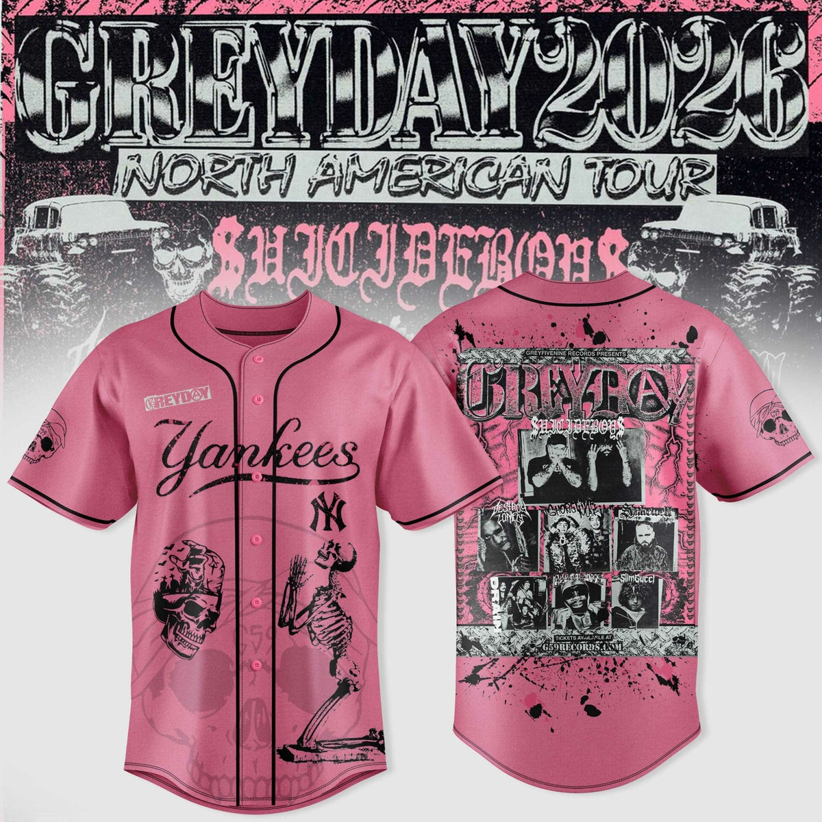 New York Yankees x $uicideboy$ Greyday 2026 - North American Tour Jersey | NO87