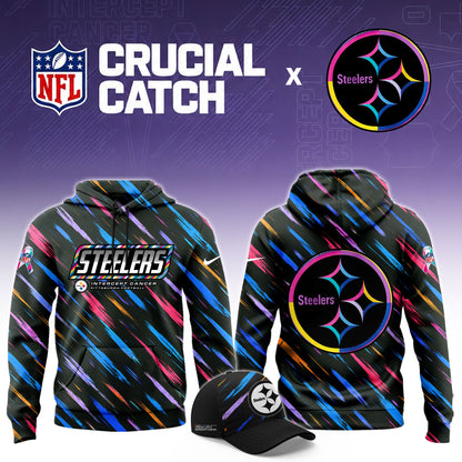 Men's Black Pittsburgh Steelers 2026 Crucial Catch Sideline Standard Issue Dri-FIT Pullover Hoodie