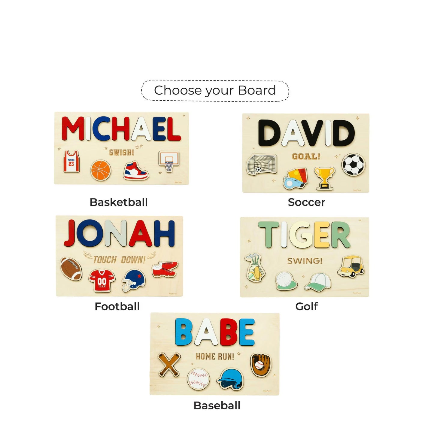 Personalized Football Name Puzzle, Custom Sports Puzzle, Touchdown Baby Gift, Wooden Name Puzzle