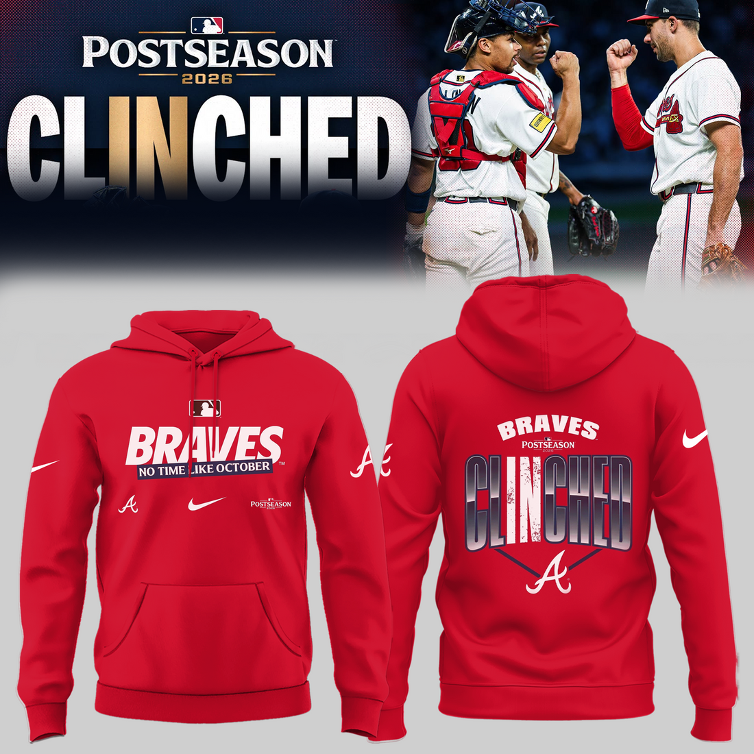 Atlanta Braves - Limited Edition Postseason 2026 Clinched Hoodie | CD28