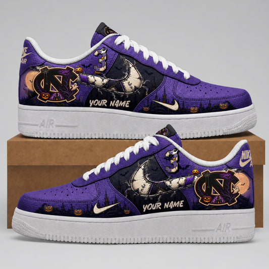 North Carolina Tar Heels | Premium NCAA Haunted Moon Halloween Custom Low Top Sneakers