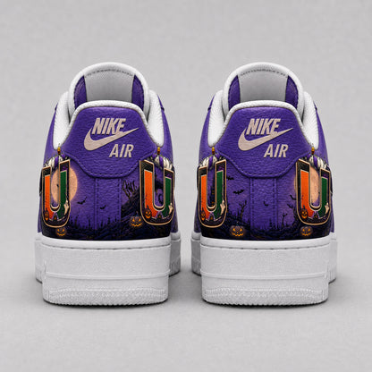 Miami Hurricanes | Premium NCAA Haunted Moon Halloween Custom Low Top Sneakers