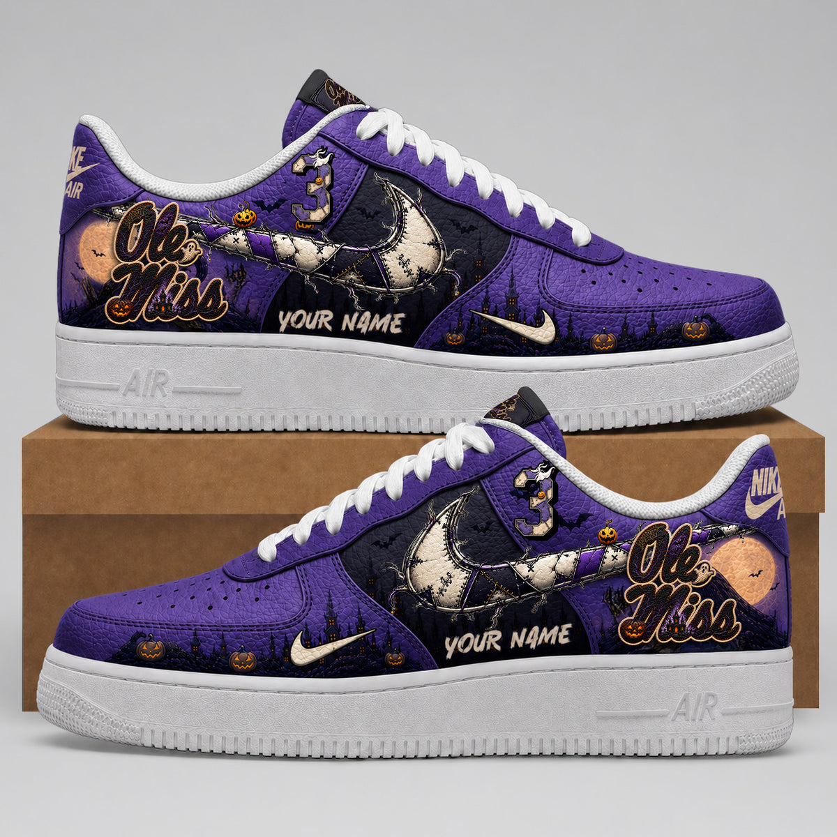 Ole Miss Rebels | Premium NCAA Haunted Moon Halloween Custom Low Top Sneakers