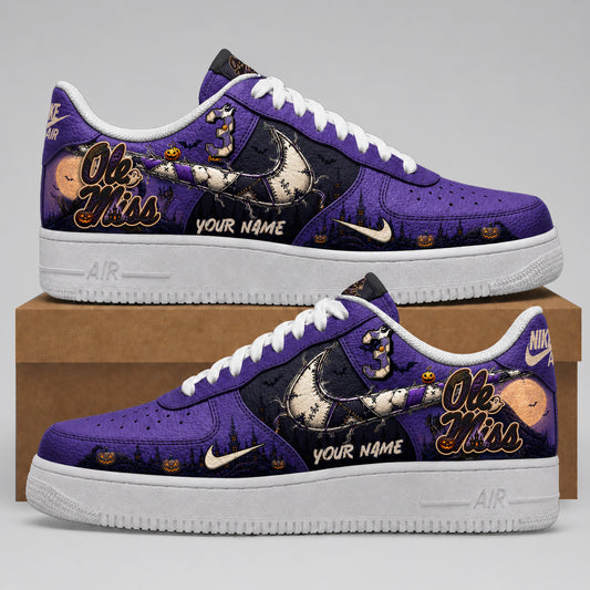 Ole Miss Rebels | Premium NCAA Haunted Moon Halloween Custom Low Top Sneakers