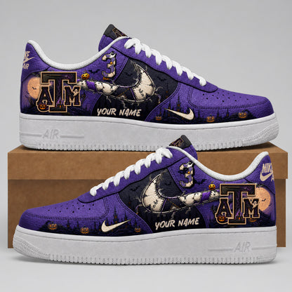 Texas A&M Aggies | Premium NCAA Haunted Moon Halloween Custom Low Top Sneakers