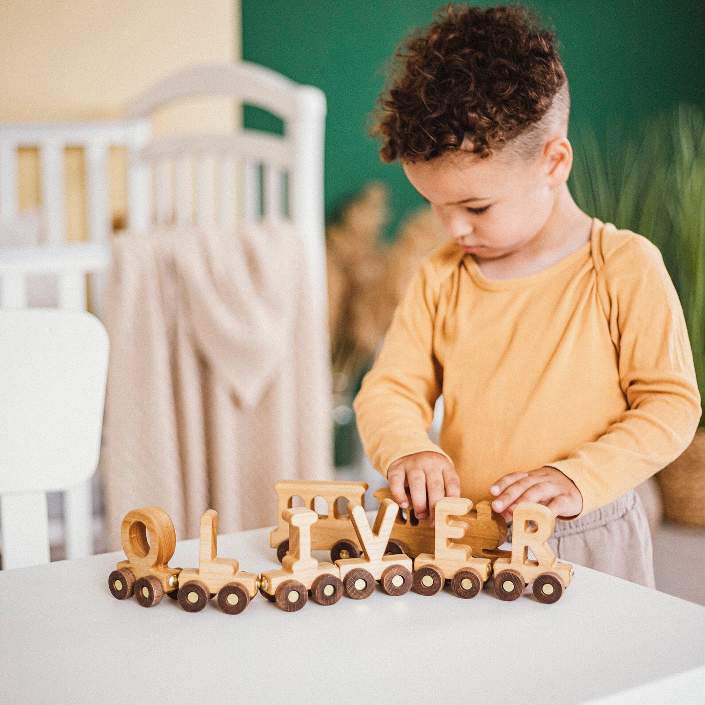 Wooden Train With Name, 1 Year Old Boy, 1st Birthday Gift, Wooden Montessori Toy For Toddlers, Baby Boy Personalized Gift, Custom Name Sign