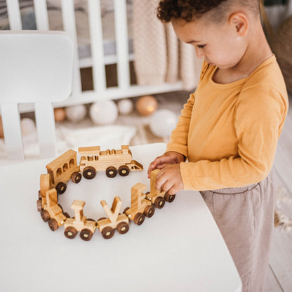 Custom Name Magnetic Train Set Wooden Alphabet Train Toys for Boys Personalized Christening Birthday Gifts Handmade Toys Baby Nursery Decor