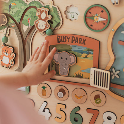 Large Busy Board Montessori Activity Wooden Board