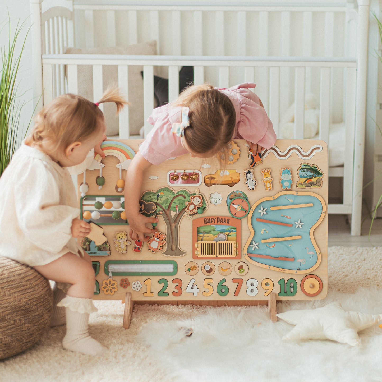 Personalized Montessori Busy Board for Toddlers – Wooden Sensory Board, Fidget Toy for Autism & ADHD, Developmental Learning Toy