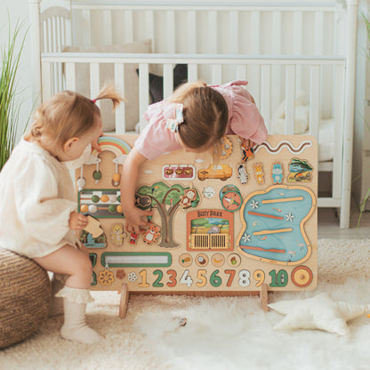 Woodland Busy Board, Custom Board, Personalized Montessori Board